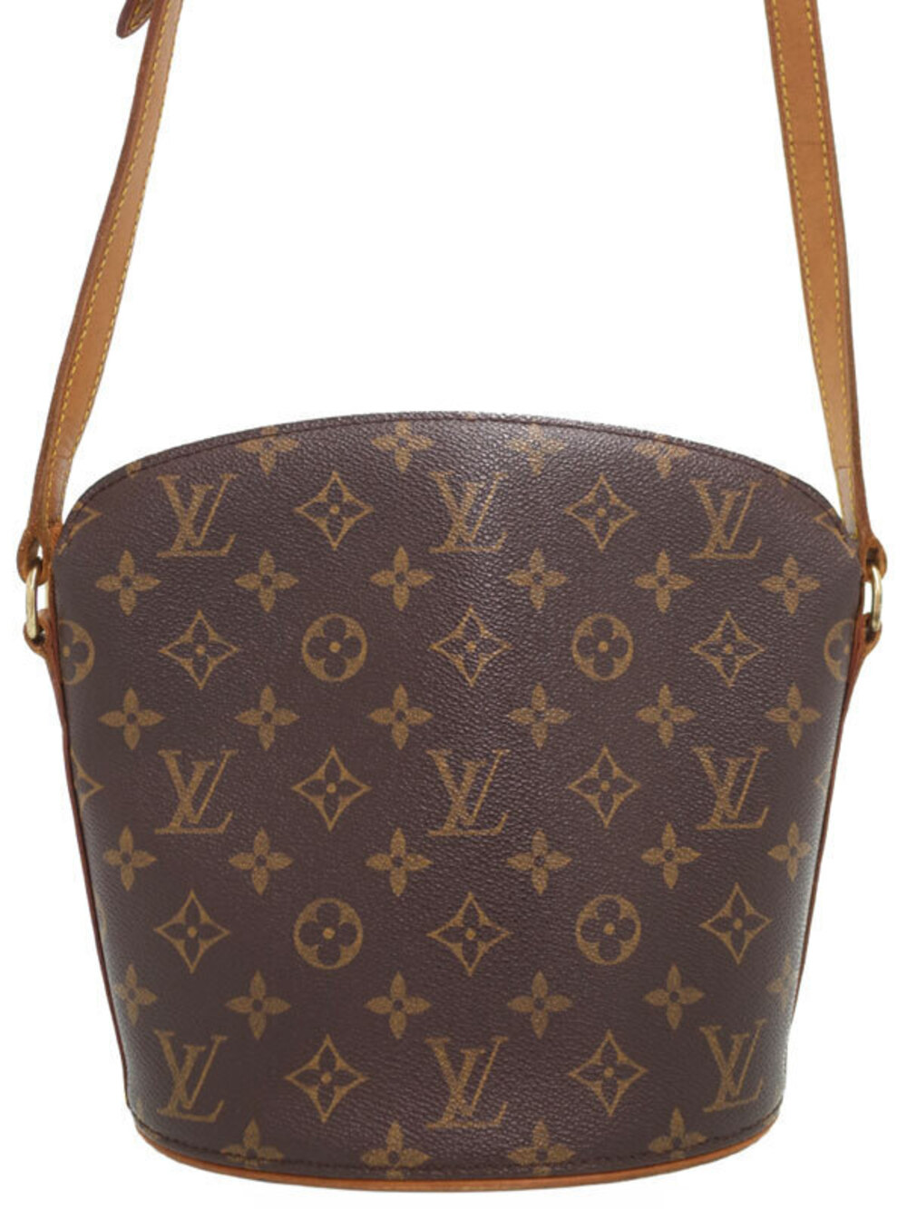 Louis Vuitton Monogram Druot Shoulder Bag Canvas Leather Brown